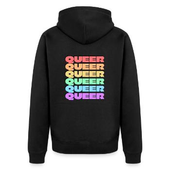 Queer gay pride 6 rainbow colors - Unisex Premium Organic Zip Hoodie - black - Back - Nico (187cm)