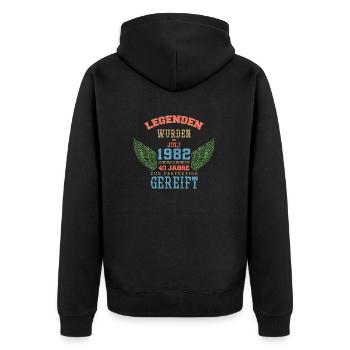 Juli 1982 - 40. Geburtstag Geschenk. Awesome. - Unisex Premium Bio Zip Hoodie - Schwarz - Hinten - Nico (187cm)