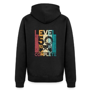 50 Birthday Level 50 Complete 50 Years Gift - Unisex Premium Organic Zip Hoodie - black - Back - Nico (187cm)