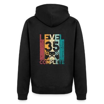 35 anniversaire Niveau 35 Cadeau complet de 35 ans - Veste à capuche bio Premium Unisexe - noir - Dos - Nico (187cm)