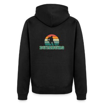Duisburg, meine Stadt! - Unisex Premium Bio Zip Hoodie - Schwarz - Hinten - Nico (187cm)