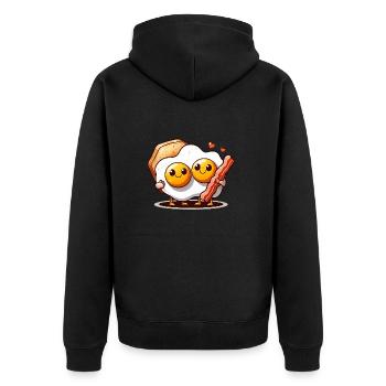 Fried eggs in love with bacon - pair with bacon - Unisex Premium Organic Zip Hoodie - black - Back - Nico (187cm)