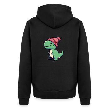 Dinosaure dinosaure T-Rex vert avec bonnet - Veste à capuche bio Premium Unisexe - noir - Dos - Nico (187cm)