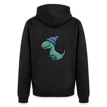 Baby T Rex Dino Dinosaur Beanie Hat Sticker - Unisex Premium Organic Zip Hoodie - black - Back - Nico (187cm)
