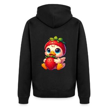Cute Ducks Strawberry Cartoon Fruit - Unisex Premium Organic Zip Hoodie - black - Back - Nico (187cm)