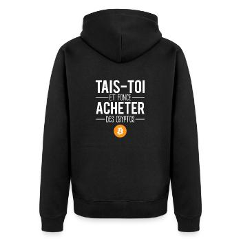 Acheter des cryptos humour bitcoin millionnaire - Veste à capuche bio Premium Unisexe - noir - Dos - Nico (187cm)