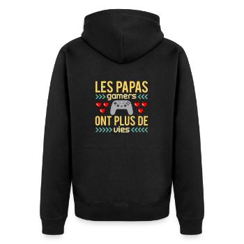 Cadeau papa gamer jeux vidéos gaming geek - Veste à capuche bio Premium Unisexe - noir - Dos - Nico (187cm)