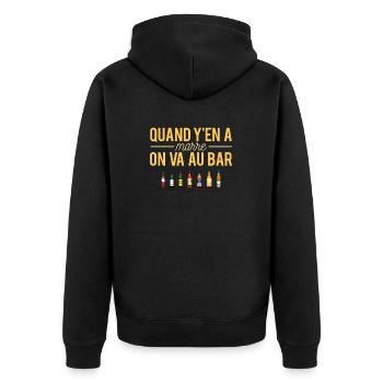 Quand y'en a marre on va au bar alcool humour - Veste à capuche bio Premium Unisexe - noir - Dos - Nico (187cm)