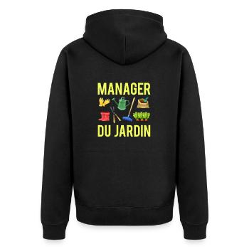Manager du jardin humour jardinage jardinier - Veste à capuche bio Premium Unisexe - noir - Dos - Nico (187cm)