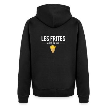 Les frites c'est la vie cadeau humour patate - Veste à capuche bio Premium Unisexe - noir - Dos - Nico (187cm)