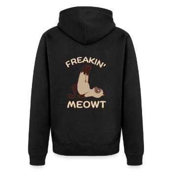 Freakin Meowt - Unisex Premium Bio Zip Hoodie - Schwarz - Hinten - Nico (187cm)