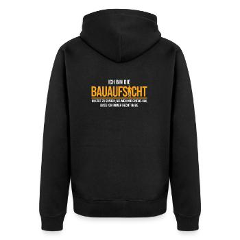 Bauherr Hausbau Baustelle - Unisex Premium Bio Zip Hoodie - Schwarz - Hinten - Nico (187cm)