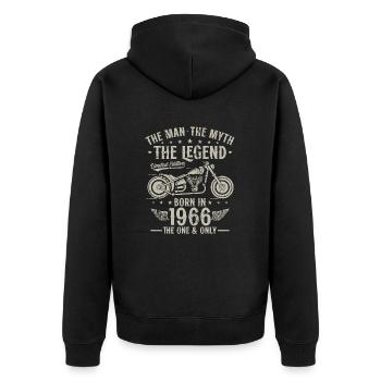1966 Vintage homme mythe légende moto - Veste à capuche bio Premium Unisexe - noir - Dos - Nico (187cm)