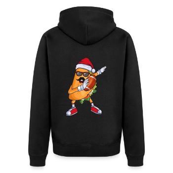 Dabbing Taco Santa Hat and Football or Rugby Ball - Unisex Premium Organic Zip Hoodie - black - Back - Nico (187cm)