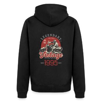 1995 Anniversary Motorcycle Biker Vintage Years - Unisex Premium Organic Zip Hoodie - black - Back - Nico (187cm)
