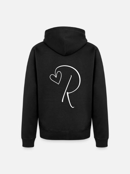 Lettre R Lettre R Calligraphie - Veste à capuche bio Premium Unisexe - noir
