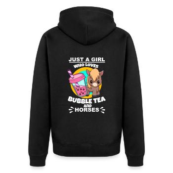 Bubble Tea Bubble Tee Mädchen Geschenk - Unisex Premium Bio Zip Hoodie - Schwarz - Hinten - Nico (187cm)
