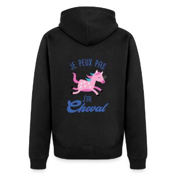 je peux pas j ai cheval Humour équitation - Veste à capuche bio Premium Unisexe - noir - Dos - Nico (187cm)