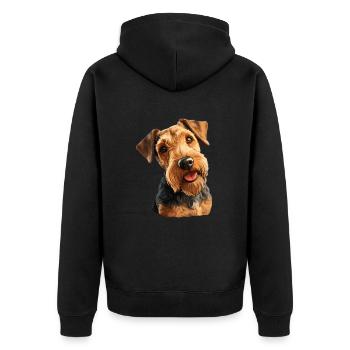 Welsh Terrier - Unisex Premium Organic Zip Hoodie - black - Back - Nico (187cm)