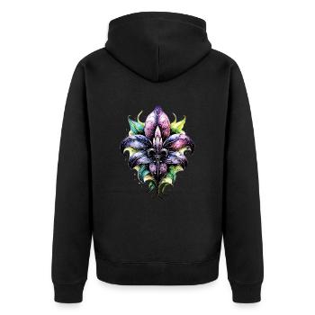 Fleur de Lys, Lilie, Mardi Gras, Frankreich Wappen - Unisex Premium Bio Zip Hoodie - Schwarz - Hinten - Nico (187cm)