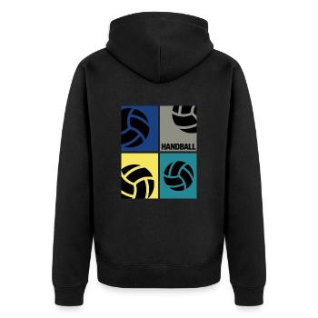 handballer handball retro design handballspieler - Unisex Premium Bio Zip Hoodie - Schwarz - Hinten - Nico (187cm)