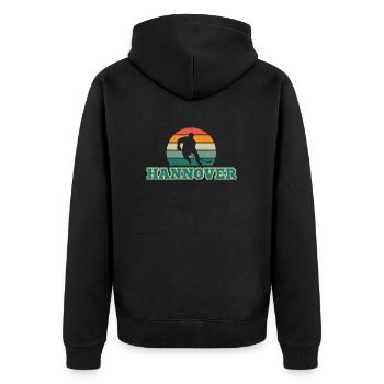 Hannover, meine Stadt! - Unisex Premium Bio Zip Hoodie - Schwarz - Hinten - Nico (187cm)