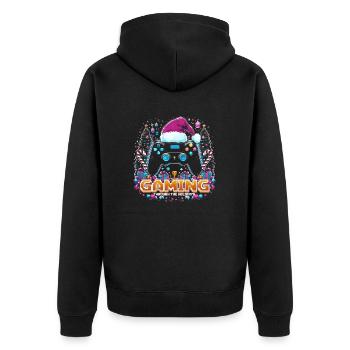 Weihnachts-Gaming Controller - Unisex Premium Bio Zip Hoodie - Schwarz - Hinten - Nico (187cm)