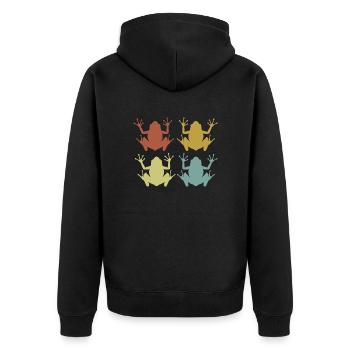 Frosch - Unisex Premium Bio Zip Hoodie - Schwarz - Hinten - Nico (187cm)