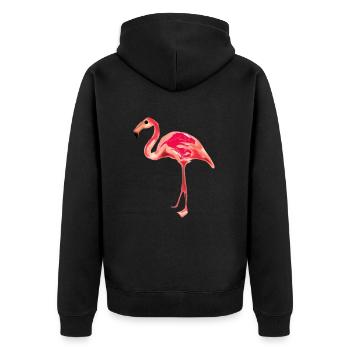 Flamingo Geschenkidee rosa pink rosarot - Unisex Premium Bio Zip Hoodie - Schwarz - Hinten - Nico (187cm)