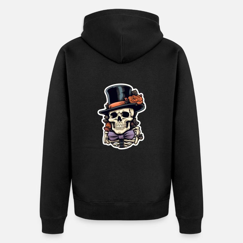 Crâne Halloween - Veste à capuche bio Premium Unisexe - noir