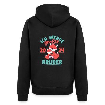 Großer Bruder 2024 Junge Geschwister Geburt - Unisex Premium Bio Zip Hoodie - Schwarz - Hinten - Nico (187cm)