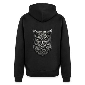 Majestätische Eulenpracht - Unisex Premium Bio Zip Hoodie - Schwarz - Hinten - Nico (187cm)