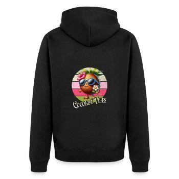 Coconut Vibes Sunny Days - Unisex Premium Bio Zip Hoodie - Schwarz - Hinten - Nico (187cm)