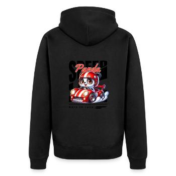 Speed Panda Racing - Unisex Premium Organic Zip Hoodie - black - Back - Nico (187cm)