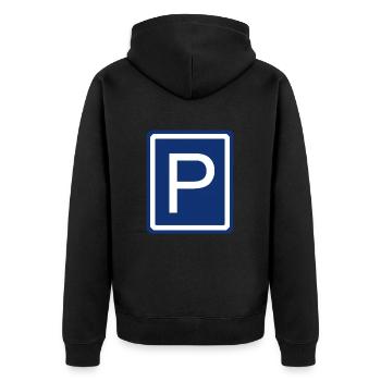 Parking Car Parking garage Parking bay Road sign - Unisex Premium Organic Zip Hoodie - black - Back - Nico (187cm)