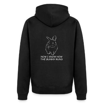 Le denglise Maintenant je sais comment marche le lièvre - Veste à capuche bio Premium Unisexe - noir - Dos - Nico (187cm)