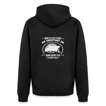 Kreuzfahrt wenn ich nicht gerade auf Kreuzfahrt - Unisex Premium Bio Zip Hoodie - Schwarz - Hinten - Nico (187cm)