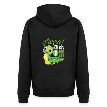 1 Geburtstag Kinder Raupe - Unisex Premium Bio Zip Hoodie - Schwarz - Hinten - Nico (187cm)