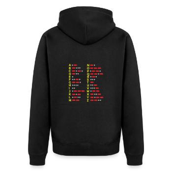 Morse Alphabet - Unisex Premium Organic Zip Hoodie - black - Back - Nico (187cm)