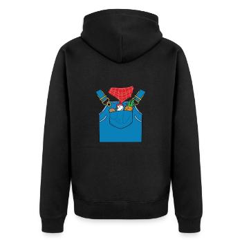 Lustiges Bauernkostüm - Unisex Premium Bio Zip Hoodie - Schwarz - Hinten - Nico (187cm)