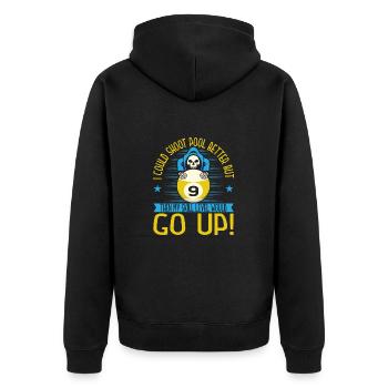 Pool Player Cue Sport Billard - Unisex Premium Bio Zip Hoodie - Schwarz - Hinten - Nico (187cm)