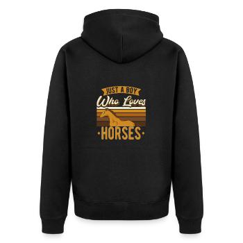 Pferdeliebhaber Reiten Reitsport - Unisex Premium Bio Zip Hoodie - Schwarz - Hinten - Nico (187cm)