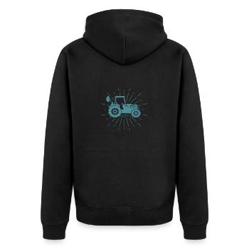 Landwirt Traktor Trecker Design - Unisex Premium Bio Zip Hoodie - Schwarz - Hinten - Nico (187cm)