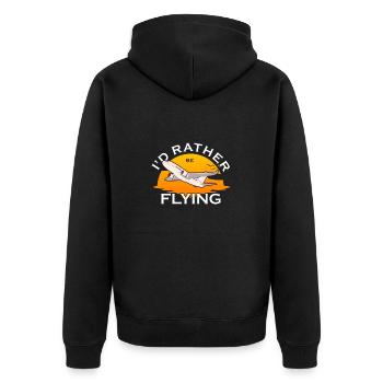 Ich würde lieber fliegen Flugzeug Pilot Luftfahrt - Unisex Premium Bio Zip Hoodie - Schwarz - Hinten - Nico (187cm)