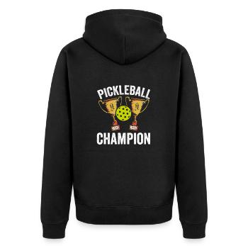 Pickleball Champion Pickleball - Unisex Premium Organic Zip Hoodie - black - Back - Nico (187cm)