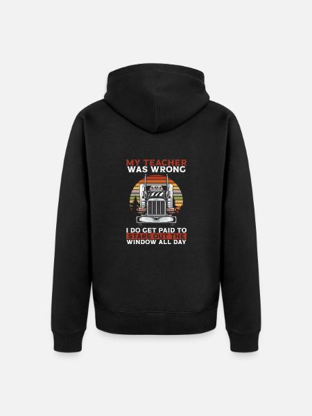 Semi Truck Trucker Gift - Unisex Premium Organic Zip Hoodie - black