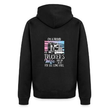 LKW Fahrer Lastwagenfahrer - Unisex Premium Bio Zip Hoodie - Schwarz - Hinten - Nico (187cm)