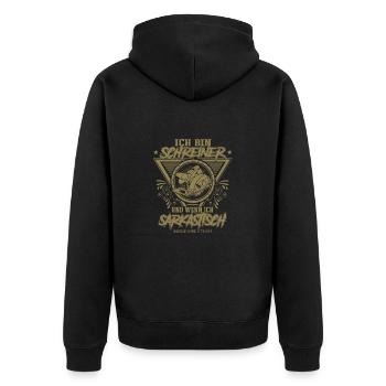 Schreiner Geschenkideen - Unisex Premium Bio Zip Hoodie - Schwarz - Hinten - Nico (187cm)