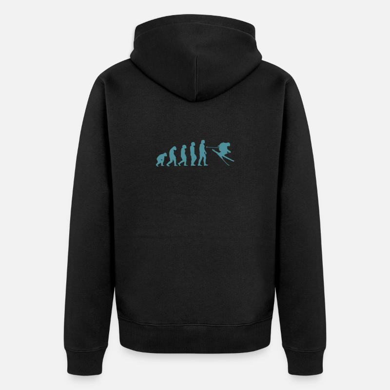 Ski Evolution Tshirt - Unisex Premium Bio Zip Hoodie - Schwarz