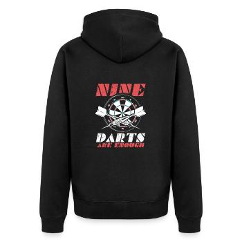 Dartpfeil Dartscheibe Dartmannschaft Geschenkidee - Unisex Premium Bio Zip Hoodie - Schwarz - Hinten - Nico (187cm)